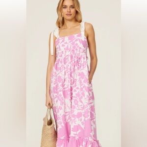 Peter Som Pink and White Midi Drsss